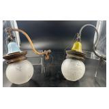 Pair of Gas Wall Sconce Lights with Frosted Etched
