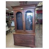 Walnut China Cabinet and Hutch with Glass Doors an