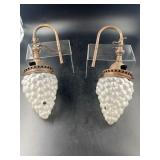 Pair of Reflex Hanging Gas Lights with Frosted Gra