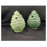 Pair of Frosted Green Glass Grape Cluster Light Sh