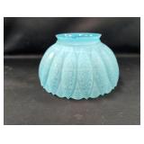 Blue Etched Glass Lamp Shade with Fluted Design