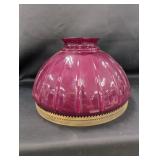 Cranberry Fluted Glass Lamp Shade with Metal Base
