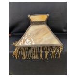 Leaded Slag Glass Lamp Shade with Beaded Fringe