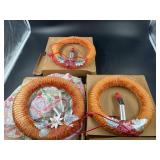 Set of Three Chenille Christmas Candle Wreaths wit