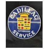 Cadillac Authorized Service Round Metal Sign