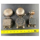 Lot of Three Electric Door Bells with Cast Iron Ba