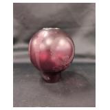 Cranberry Satin Glass Lamp Shade with Etched Torch