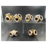 Collection of Brass and Porcelain Multi-Socket Lig