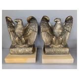 Pair of Brass American Eagle Bookends on Onyx Base