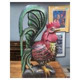 Large Carved Polychrome Wood Rooster
