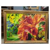 Hilary '93 Large Tiger Lily Floral Painting