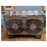 Moroccan Brass-Mounted Wood Chest
