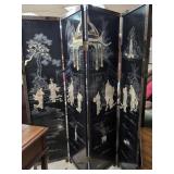 Chinese Black Lacquer Shell-Inlaid Folding Screen
