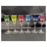 Six Saint- Louis ' Tommy' Pattern Colored Cordials