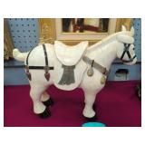 Large Bone Inlay Caparisoned Horse Sculpture