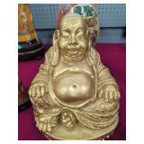 Gold Tone Laughing Buddha (Budai/Hotei) Sculpture