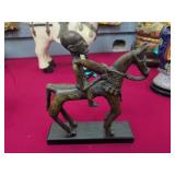 African Cast Bronze Horse & Rider Sculpture