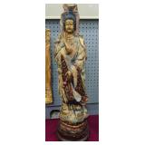 Large Chinese Bone-Clad Guanyin Figure on Lotus Ba