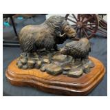 Mary Regat Musk Ox & Calf Bronze Sculpture, 1980 1