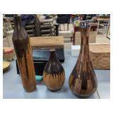 Three Decorative Turned Wood Floor Vases