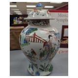 Chinese Famille Verte Covered Porcelain Jar
