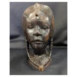 African Carved Wood Female Portrait Bust