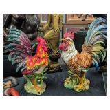 Two Ceramic Roosters, the Tallest is 28', One Dama