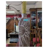 Tall Terracotta Floor Vase with Carved Sun Face Mo