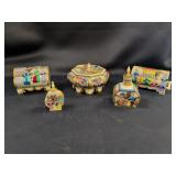Five Turkish Hand-Painted Ottoman-Style Boxes & Ve