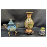 Three Chinese Cloisonne Enamel Vessels