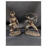 Pair Veronese Design Samurai Warrior Sculptures
