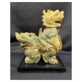 Carved Chinese Hard Stone Double Dragon Vessel on