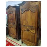 Pair of Antique French Provincial Carved Fruitwood