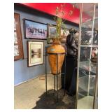 Large Amphora-Form Floor Urn with Iron Stand