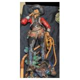 Plaster Cowboy & Saddle Sculpture, Signed 'S. Lee'