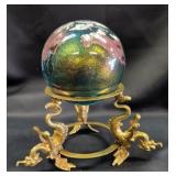 Lundberg Studio 1995 Art Glass Globe on Brass Drag