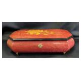 Italian Inlaid Wood Musical Jewelry Box with Key