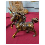 Cast Metal Unicorn Figure with Bronze-Tone Finish,