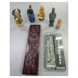 Chinese Decorative Figures, Seal & Carved Box