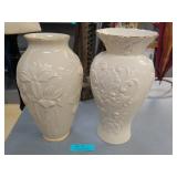 Pair of Lenox Ivory Porcelain Floral Vases
