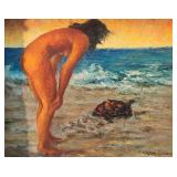 C. Lopez Soriano, Figural Beach Scene with Sea Tur