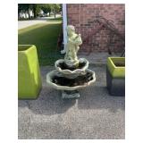 Cast Stone Figural Tiered Fountain with Cherub and