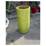 Large Glazed Ceramic Planter Cylinder in Chartreus