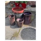 Assorted Glazed Ceramic Planters and Pots Set of F
