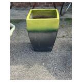 Square Gradient Glazed Ceramic Planter Pot Yellow