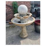 Two-Tier Concrete Outdoor Water Fountain with Sphe