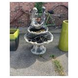 Three-Tier Concrete Water Fountain with Children a