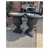 Pair of Large Black Neoclassical Style Urn Planter