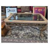 Ornate Neoclassical Beveled Glass Coffee Table