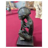 African Cast Bronze Seated Figural Sculpture